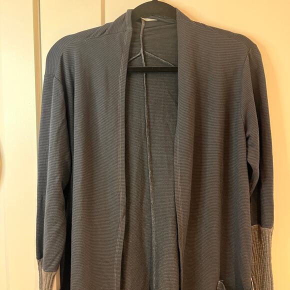 Michael Stars Black Open Cardigan with Knit Sleeves OS - Picture 3 of 9